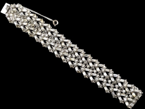 Bogoff Rhinestone Bracelet Wide Rhinestone Bracelet Signed Bogoff Clear Baguettes and Chatons Etsy