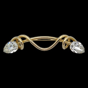 Rhinestone Brooch, Huge Pear Cut Clear Rhinestones, Art Nouveau Style!
