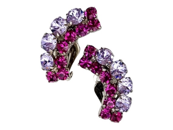 Rhinestone Brooch Earrings Set, Exceptional Pink … - image 3