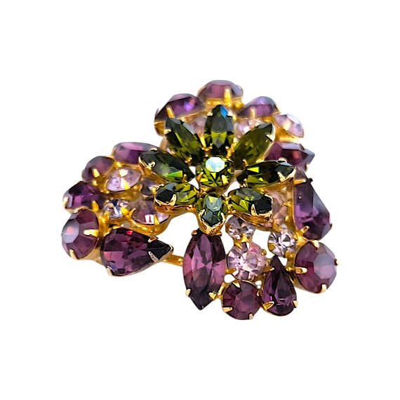 Purple Pansy Rhinestone Brooch View 2