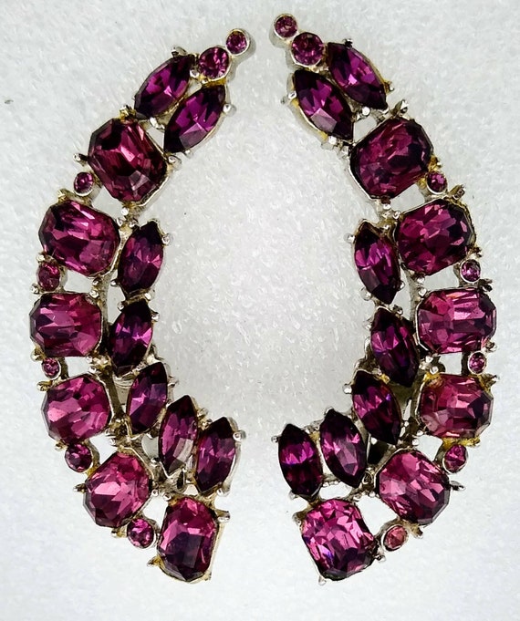 ON SALE Huge Signed Wiesner Purple Rhinestone Ear
