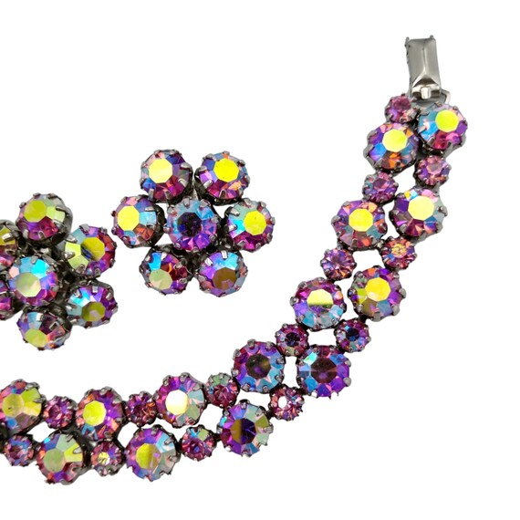 Pink Weiss Bracelet Earrings Set, Pink Aurora Bor… - image 3