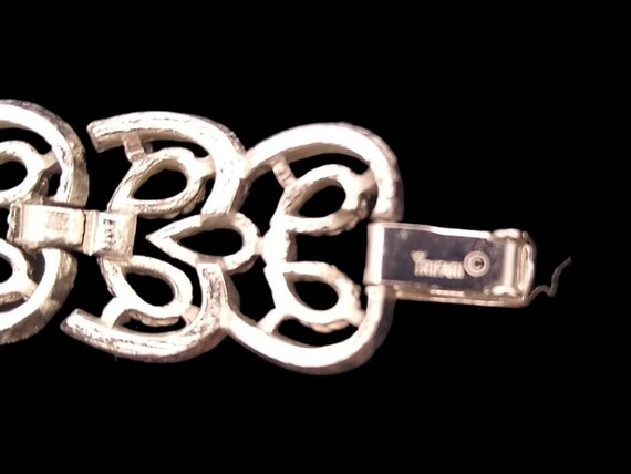 Silver Trifari Bracelet, Brushed Silver Tone Sign… - image 4