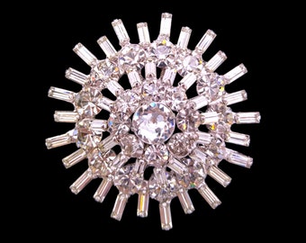 Clear Rhinestone Brooch, Icy Crystal Clear Rhinestones, Prong Set Baguettes and Chatons!