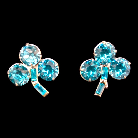 Aqua Blue Rhinestone Earrings, Vivid Aqua Blue Rhi