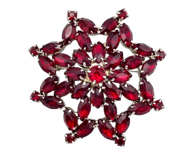 Vintage Ruby Red Pink Weiss Rhinestones Brooch, Weiss Brooch - Etsy