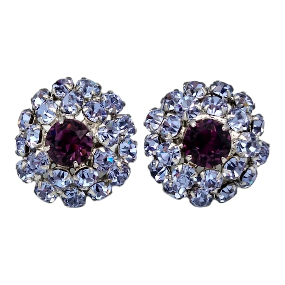 Vogue Rhinestone Earrings, Purple and Lavender Rhi