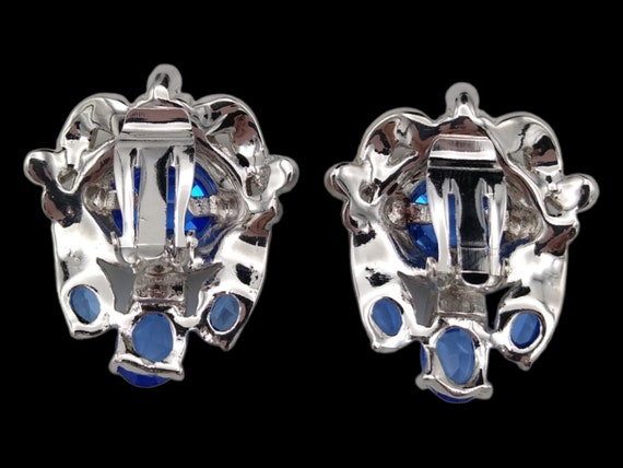 Weinberg Rhinestone Earrings, Royal Blue and Clea… - image 3