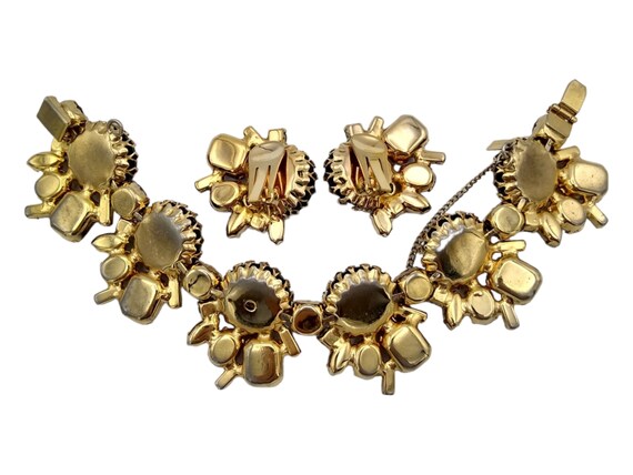 Rhinestone Bracelet Earrings Set, Black Cabochons… - image 6