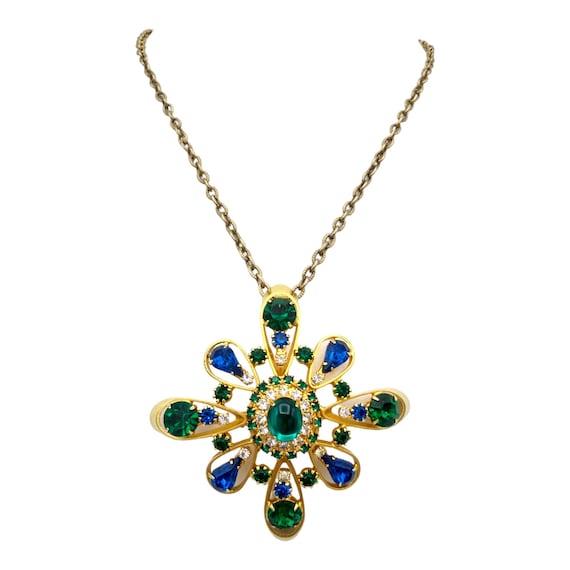 Juliana Pendant Necklace, Emerald Green and Ultra… - image 1