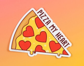 Pizza Vinyl Sticker "Pizza My Heart" - pizza lover gift, planner sticker, laptop sticker, pizza pun, small gifts, stocking stuffers