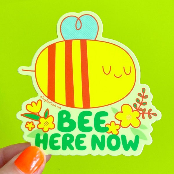 Bumblebee Mindfulness Meditation Vinyl Sticker - Bee Here Now