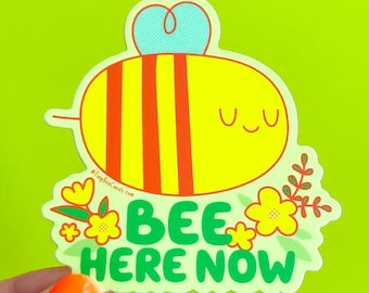 Bumblebee Mindfulness Meditation Vinyl Sticker - Bee Here Now