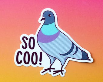 So Coo Pigeon Vinyl Sticker - Funny Bird Pun, Laptop Decal