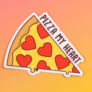 Pizza Vinyl Sticker Pizza My Heart pizza lover gift, planner sticker, laptop sticker, pizza pun, small gifts, stocking stuffers image 1