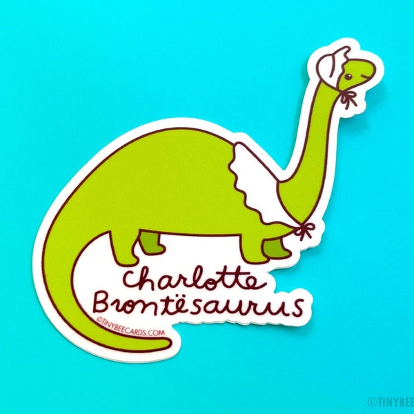 Literary Vinyl Sticker Charlotte Brontesaurus - Charlotte Bronte, literary gift, female authors, women writers, bookworm gift, book lover