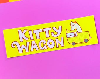 Kitty Wagon Vinyl Bumper Sticker