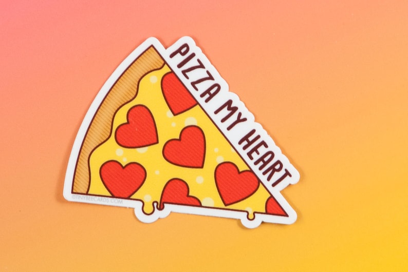 Pizza Vinyl Sticker Pizza My Heart pizza lover gift, planner sticker, laptop sticker, pizza pun, small gifts, stocking stuffers image 1