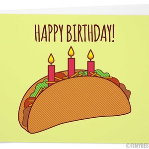 Taco Birthday Card "Happy Birthday!" - Funny Card for Birthday, Funny Birthday Card, Taco Card, Birthday Card, Foodie Birthday Gift