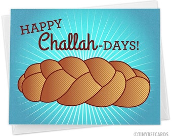 Funny Hanukkah Card "Happy Challah Days" - Funny Card, Jewish Holidays Card, Happy Hanukkah Card, Funny Chanukah Card, Challah Bread