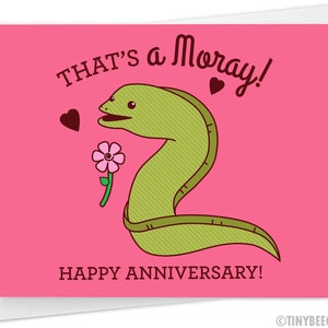 Funny Anniversary Card &quot;That&#39;s A Moray, Happy Anniversary!&quot; - funny moray eel card, funny love card, romantic card, nerdy greeting card