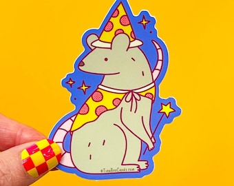 Magical Pizza Rat Wizard Vinyl Sticker