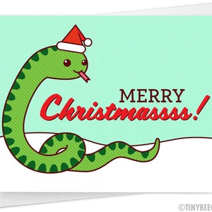 Cute Christmas Card "Merry Christmassss" - Snake card, funny christmas card, funny holiday card, animal lover card, funny snake card