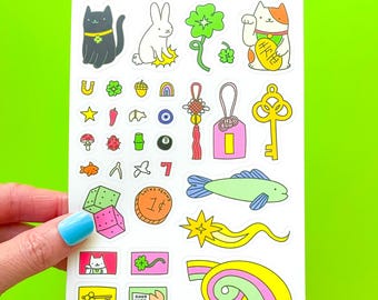 Lucky Things Vinyl Sticker Sheet - Charms and Amulets
