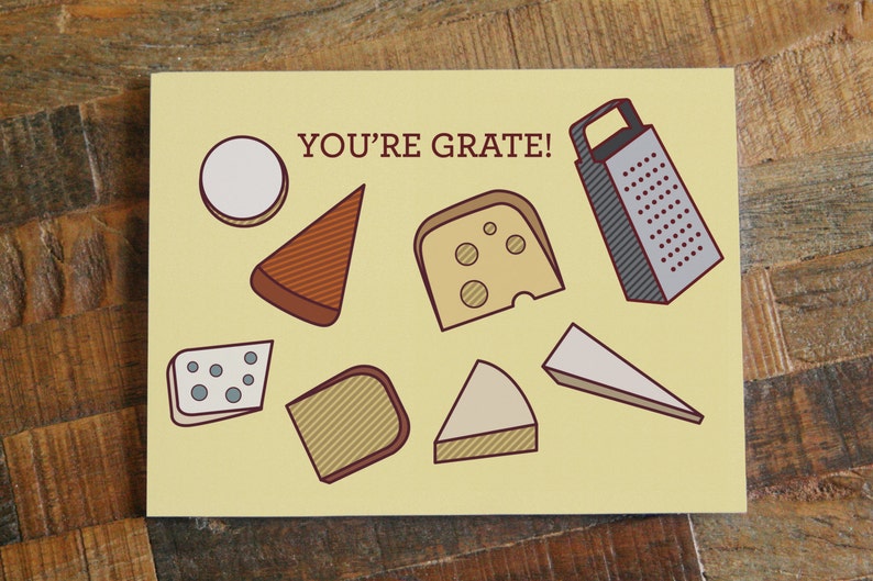 Cheese Pun Card you're Grate Funny Card Etsy