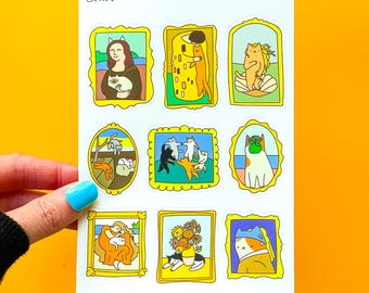 Classic Art Cats Vinyl Sticker Sheet