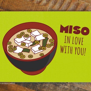 Funny I Love You Card "Miso in Love With You!" - Miso soup love card, Funny Anniversary Card, Valentine's day, Significant Other card