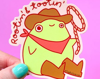 Cowboy Frog Vinyl Sticker - Rootin' and Tootin' Decal