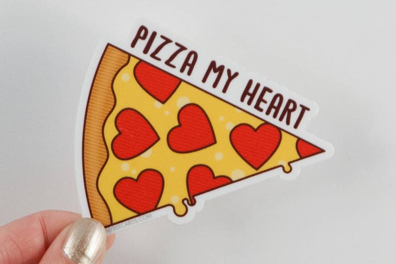 Pizza Vinyl Sticker Pizza My Heart pizza lover gift, planner sticker, laptop sticker, pizza pun, small gifts, stocking stuffers image 3