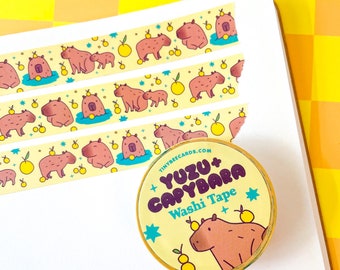 Capybara & Yuzu Washi Tape - Stationary Supply for Journaling, Scrapbooking and Art