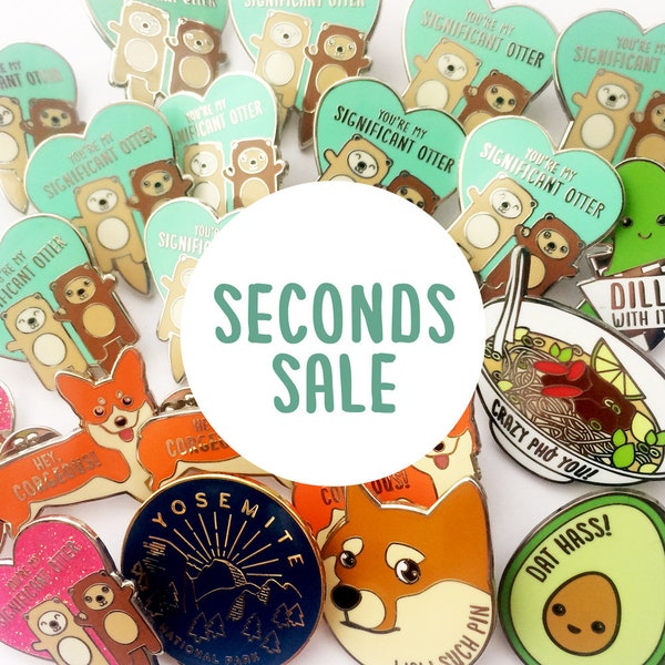 SECONDS SALE - Enamel Pins, lapel pins, B grade enamel pins, pin seconds, minor flaws, boyfriend girlfriend gift, cute lapel pin, pin badge