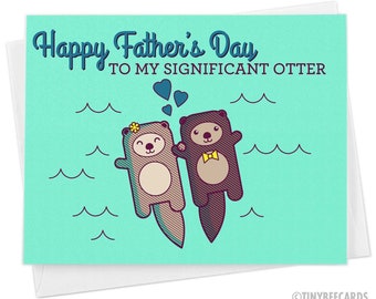 Bonita tarjeta del Día del Padre para mi esposo: "Feliz Día del Padre a mi querida nutria": tarjeta de mi esposa, para él, tarjeta del Día del Padre, amante de las nutrias.