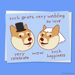 Doge Wedding Card "Such Grats, Very Wedding" - Meme Dog Congratulations