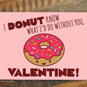 Funny Valentines Day Card, For boyfriend or girlfriend, for husband or wife, Donut Pun Card, Foodie Card, Pop art card, Cute Valentine Card image 2