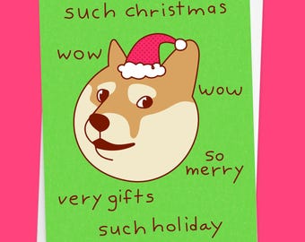 Doge Christmas Card, "Such Christmas" - Funny Shiba Inu Dog Meme