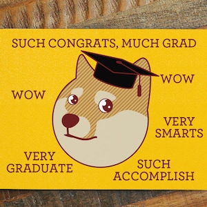 Funny Graduation Card Much Grad Funny Congratulations Card, Shiba Inu Card, Doge Card, Meme Card, Geeky Grad Card, Shibe, Grad Gift image 2
