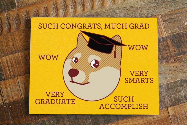 Funny Graduation Card Much Grad Funny Congratulations Card, Shiba Inu Card, Doge Card, Meme Card, Geeky Grad Card, Shibe, Grad Gift image 2