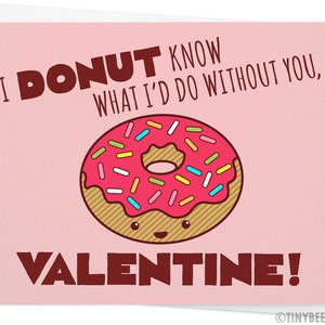 Funny Valentines Day Card, For boyfriend or girlfriend, for husband or wife, Donut Pun Card, Foodie Card, Pop art card, Cute Valentine Card image 1