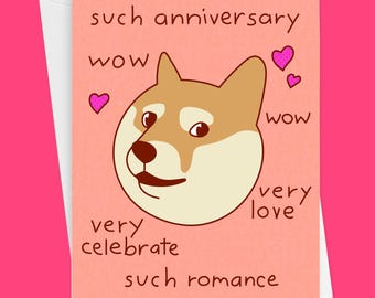 Doge Shiba Inu Meme Dog Anniversary Card "Such Anniversary"