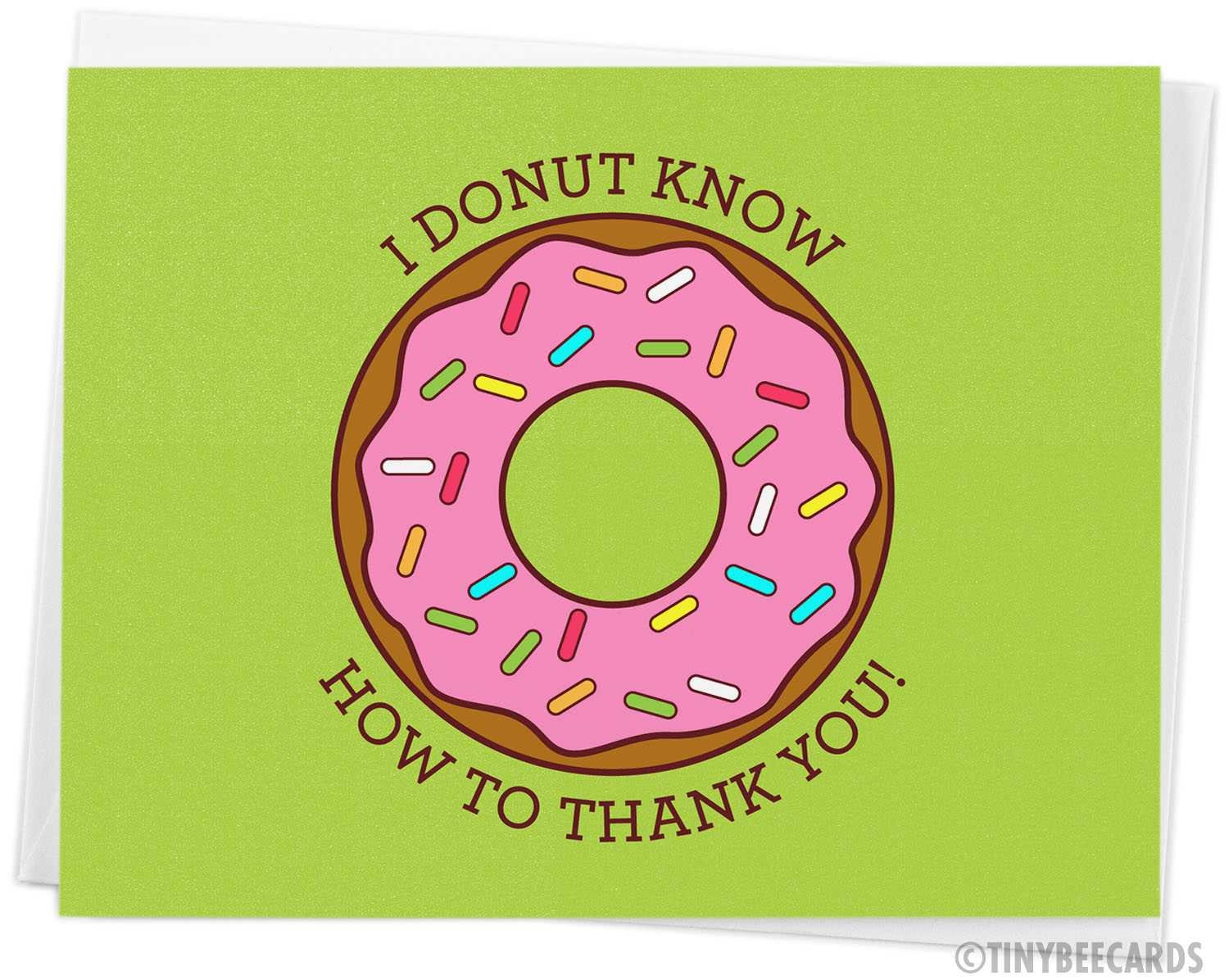 Funny Thank You Card Donut Pun Card Thank You Note Greeting - Etsy