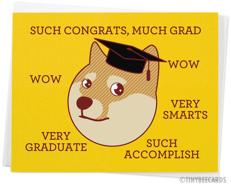 Funny Graduation Card Much Grad Funny Congratulations Card, Shiba Inu Card, Doge Card, Meme Card, Geeky Grad Card, Shibe, Grad Gift image 1