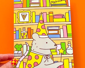 Magical Pizza Rat Cute Art Print - NYC Subway Rat Wizard (5x7)
