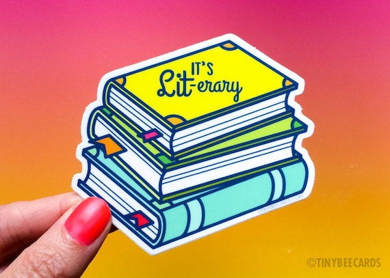 Funny Literary Books Vinyl Sticker "It's LIT-erary" - cute stickers, reading lover, water bottle or laptop sticker, librarian bookworm gift
