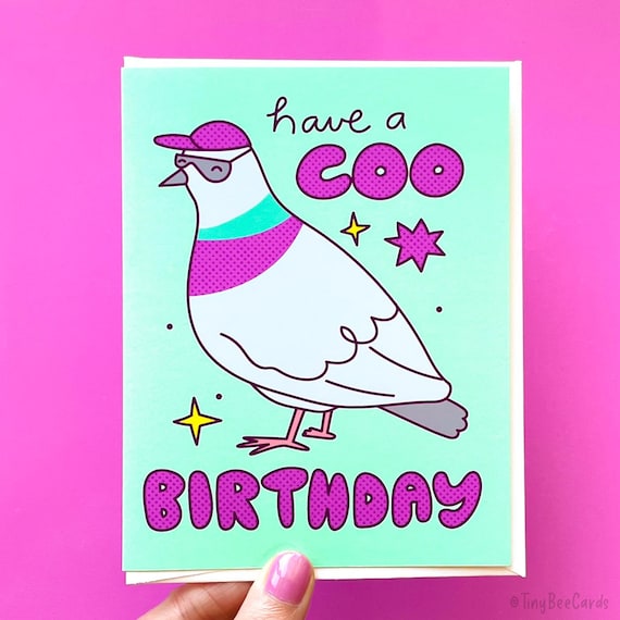 Pigeon Bday Card “Have a Coo Birthday” - Funny Cute Card for Friend, Family, Kids