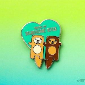 Otters Hard Enamel Pin significant otter pun, boyfriend girlfriend husband wife anniversary or valentine gift, cute lapel badge image 4