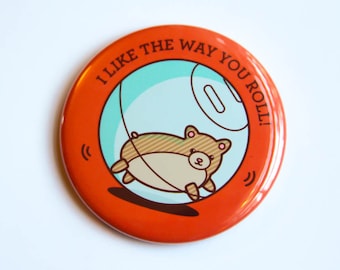 Hamster Magnet or Pin - cute fridge magnet, refrigerator magnet, pinback button, stocking stuffer, hamster gifts